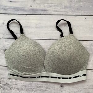 Victoria Secret Pink Bra Womens 36DD Gray Wear Everywhere Wireless Push Up